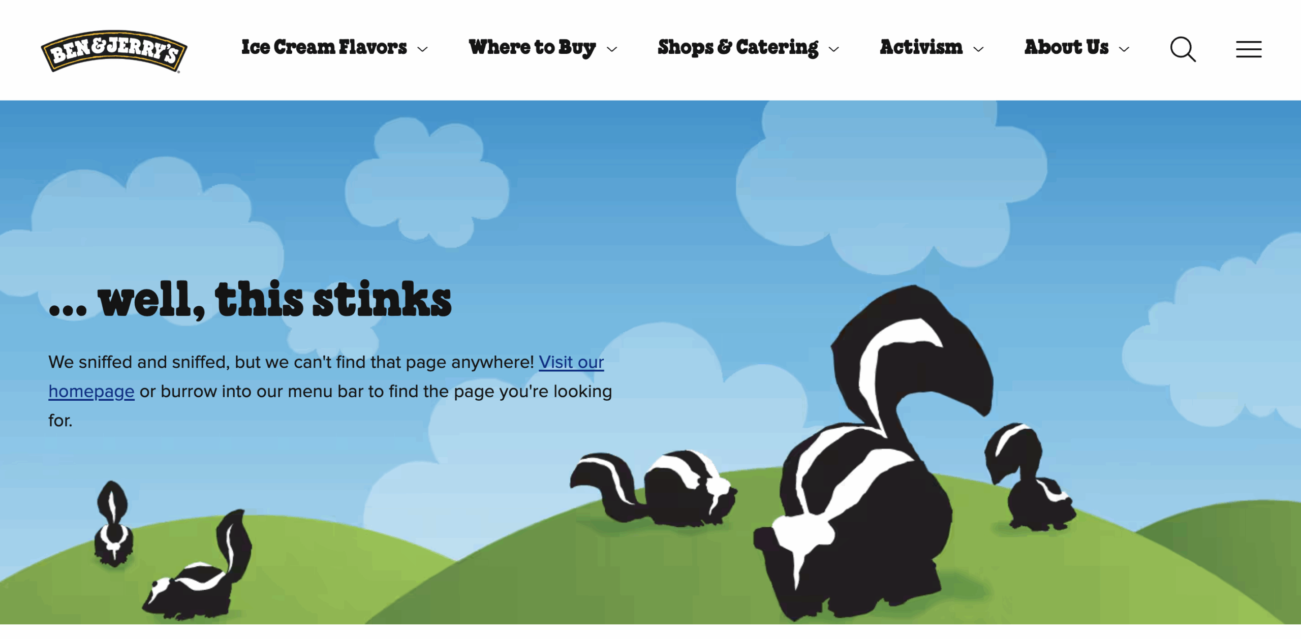 Ben and Jerrys 404 page
