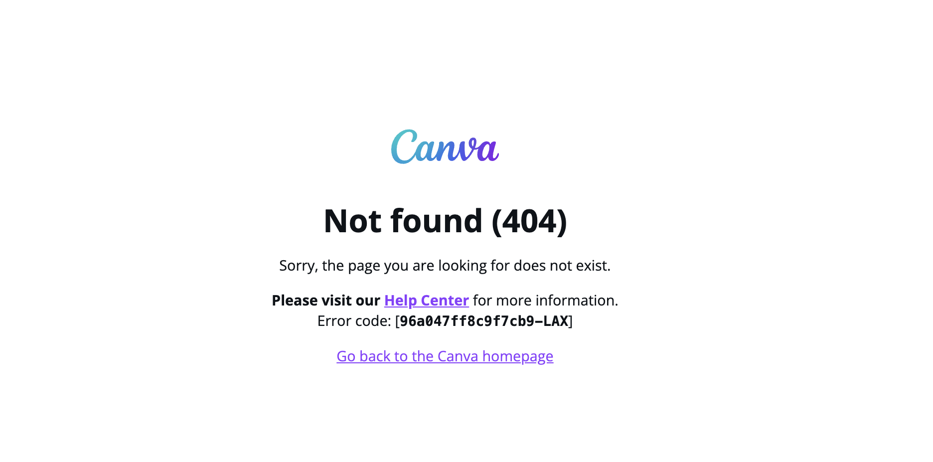Canva 404 page