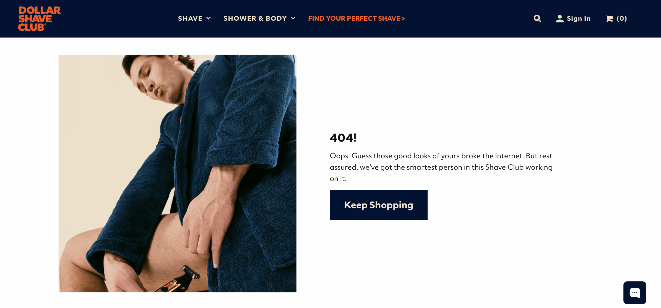 Dollar Shave Club 404 page