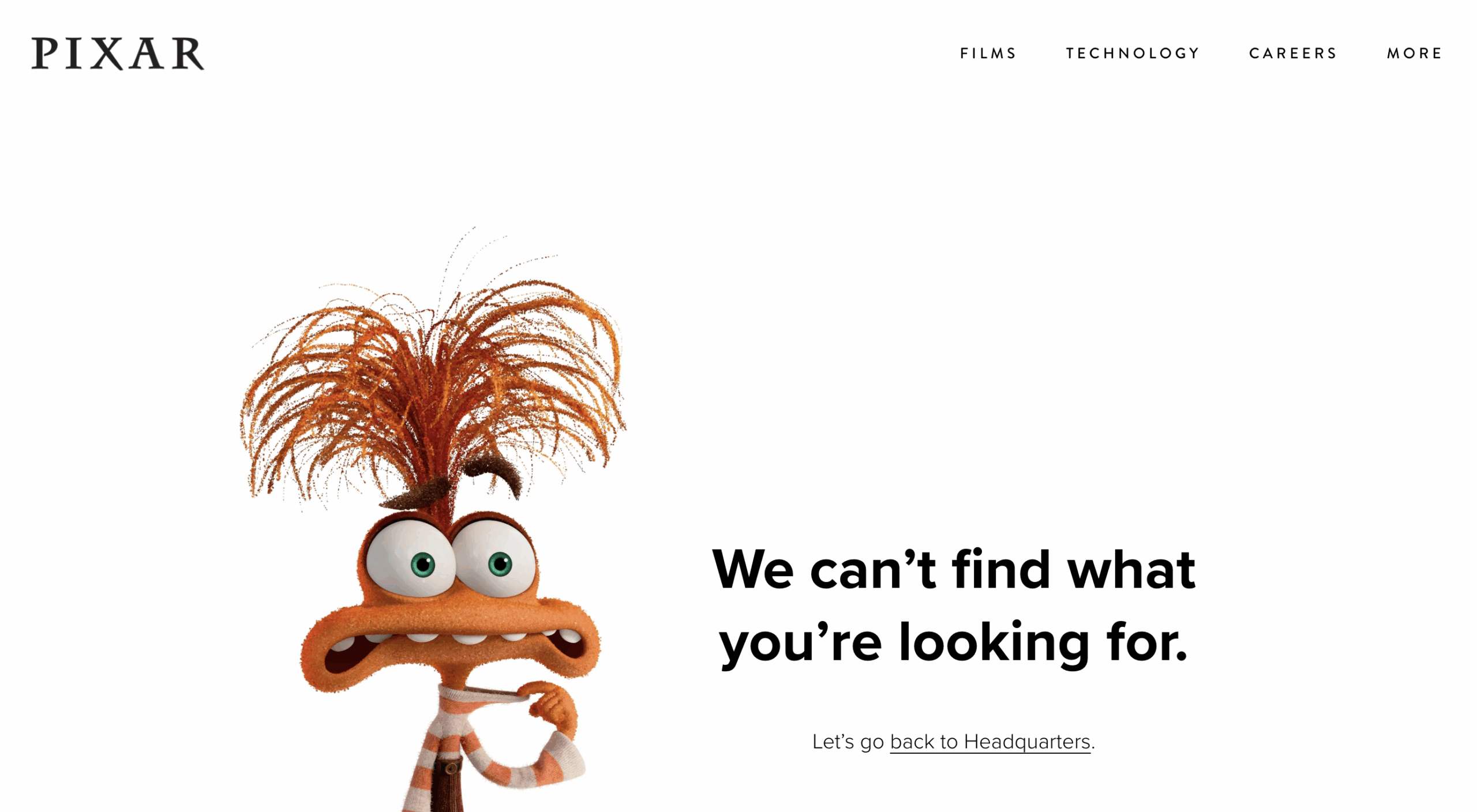 Pixar 404 page